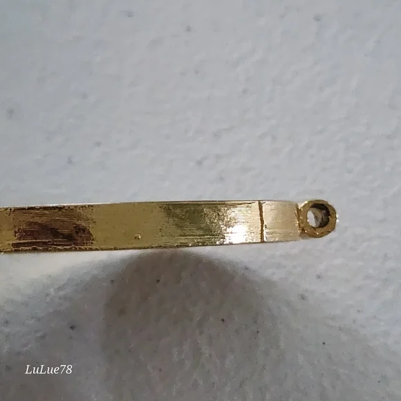 Goldtone and Brown Oval Pendant - Picture 3 of 9